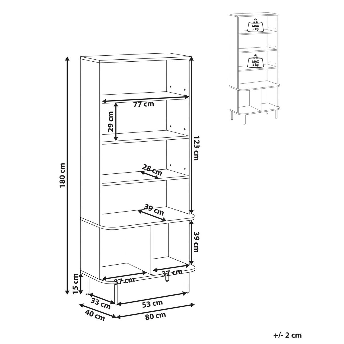 BÜCHERREGAL mit 6 Ebenen 180 cm Dunkelbraun Bradley - Dunkelbraun, Holzwerkstoff (80/180/40cm) - Beliani