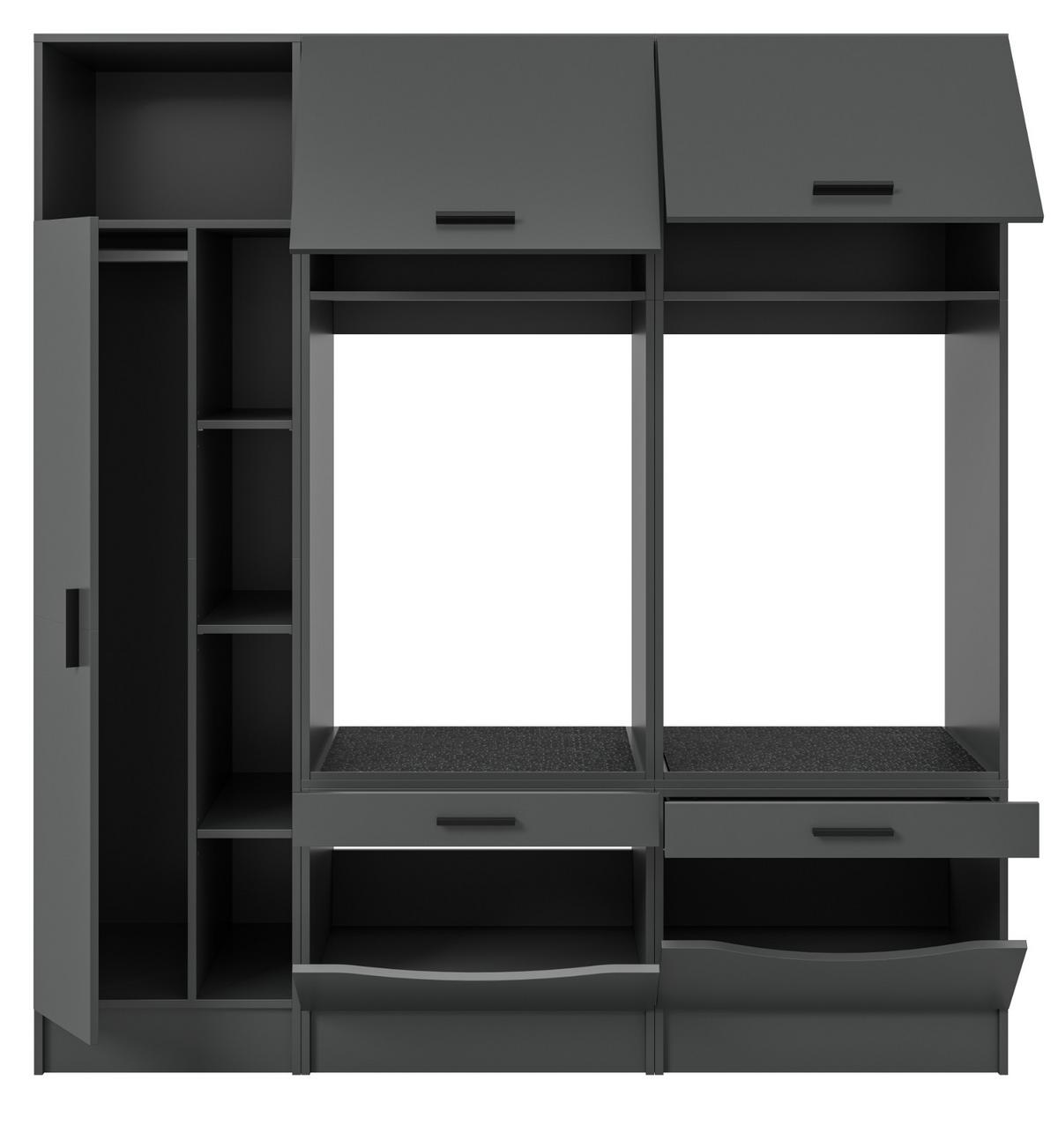 WASCHMASCHINENSCHRANK grau Set 3-teilig 182 x 195 cm, Waschmaschinenumbau mit viel Stauraum - Schwarz/Grau, Holzwerkstoff/Kunststoff (182/195/68cm) - Inn.Furn