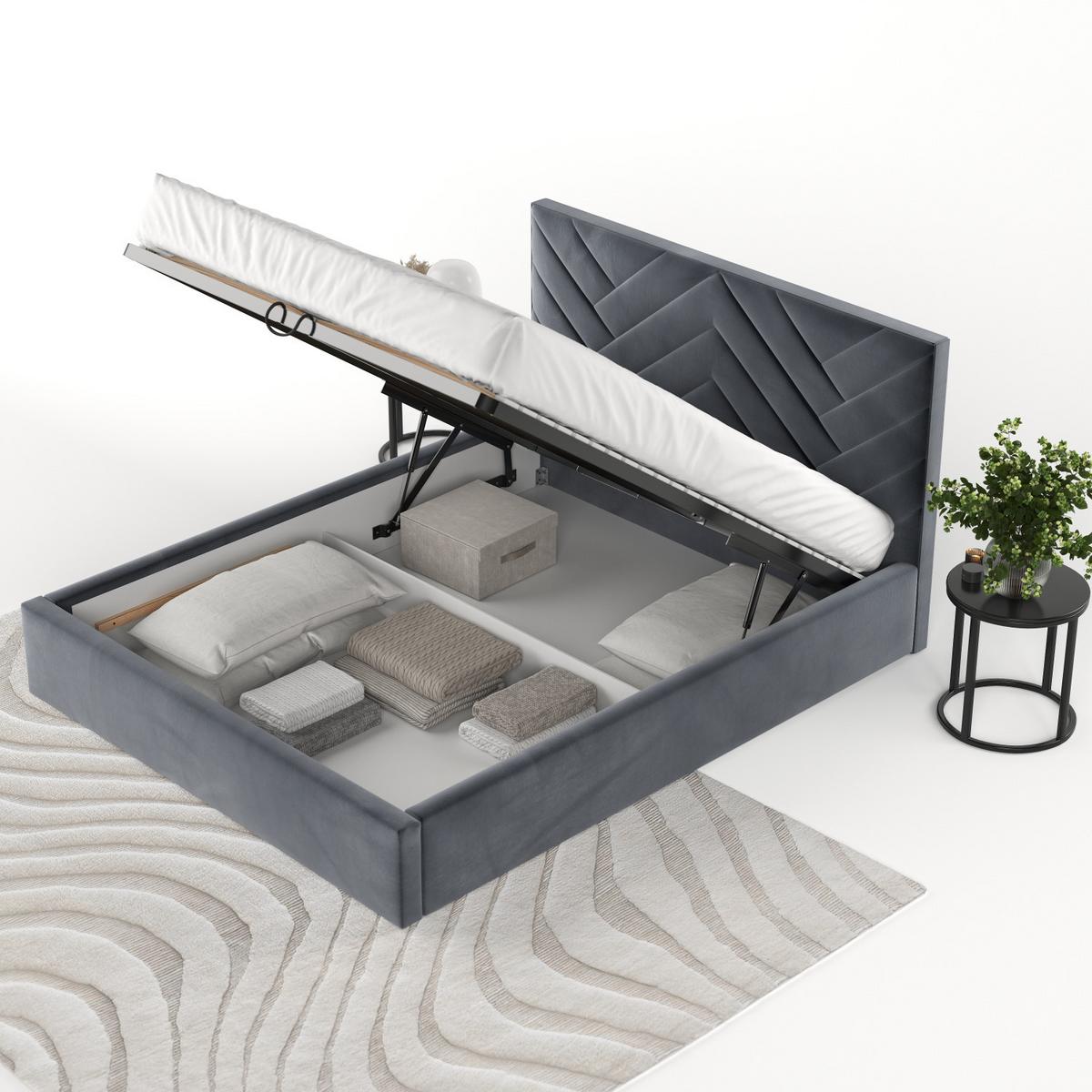 POLSTERBETT Arco 140/200 cm Dunkelgrau im Kronos Stoff - Dunkelgrau/Schwarz, Holz/Holzwerkstoff (140/200cm) - AltaBeds