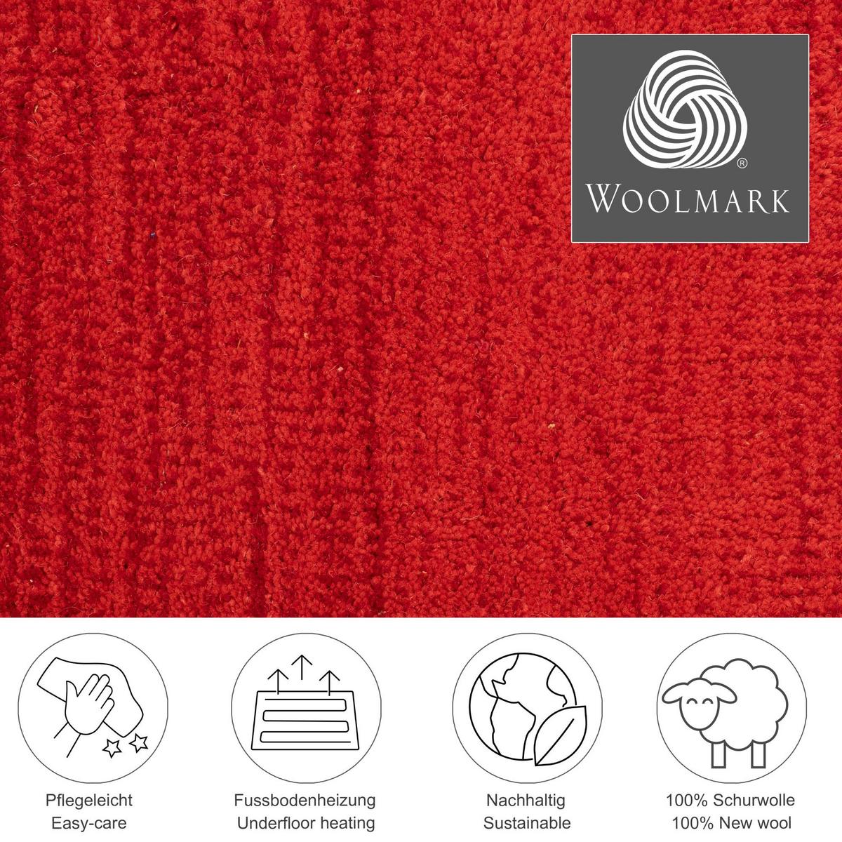 TUFTTEPPICH Wool Comfort 190x290 cm - Rot, Textil (190/290cm) - THEKO