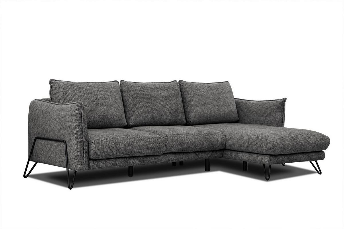 ECKSOFA HOSTEN 4-Sitzer, anthrazit - Anthrazit/Schwarz, Holzwerkstoff/Textil (269/158cm) - Wozimo