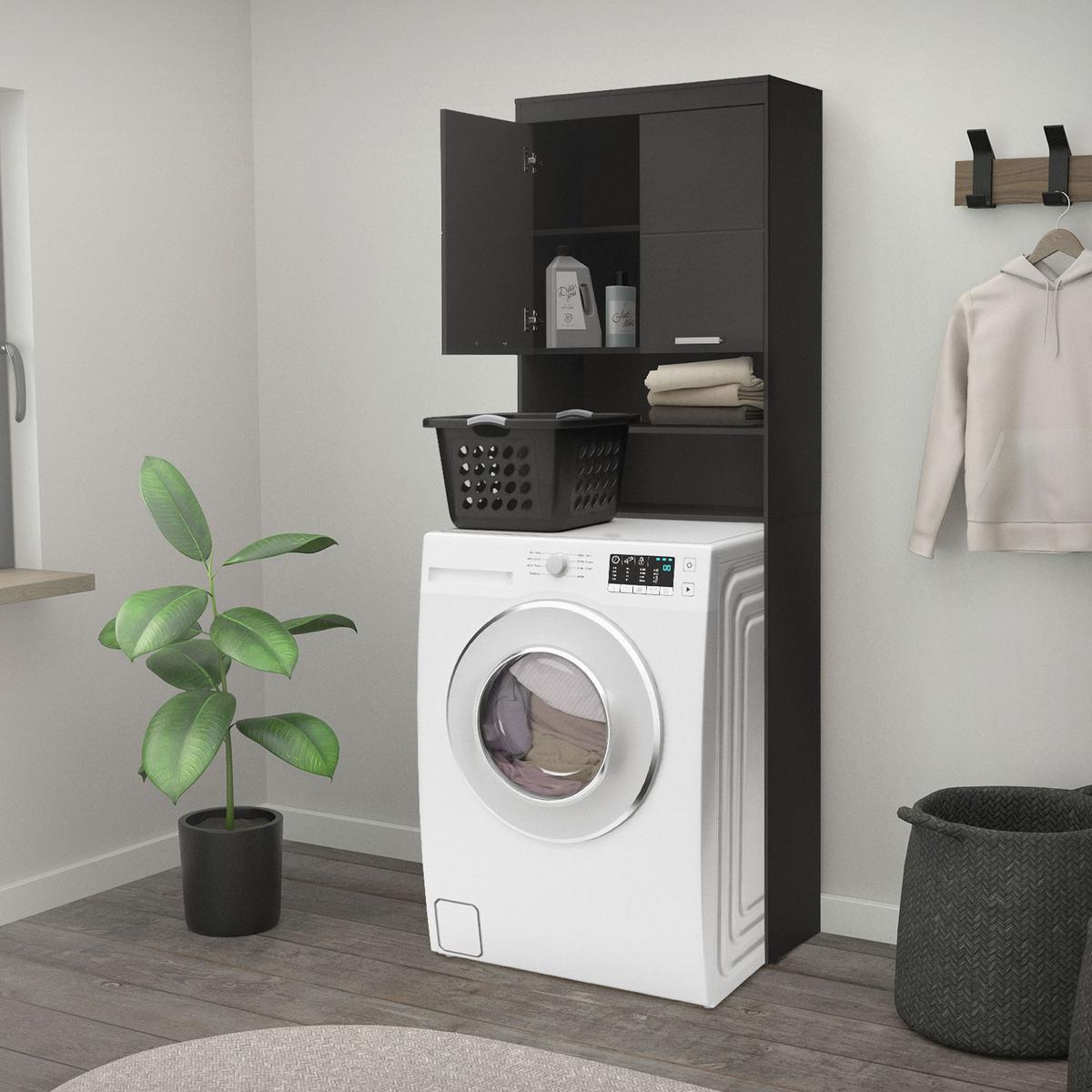 WASCHMASCHINENSCHRANK 187,5x63 cm Dunkelgrau - Grau, Holzwerkstoff (24/187.5/63cm) - ML-DESIGN