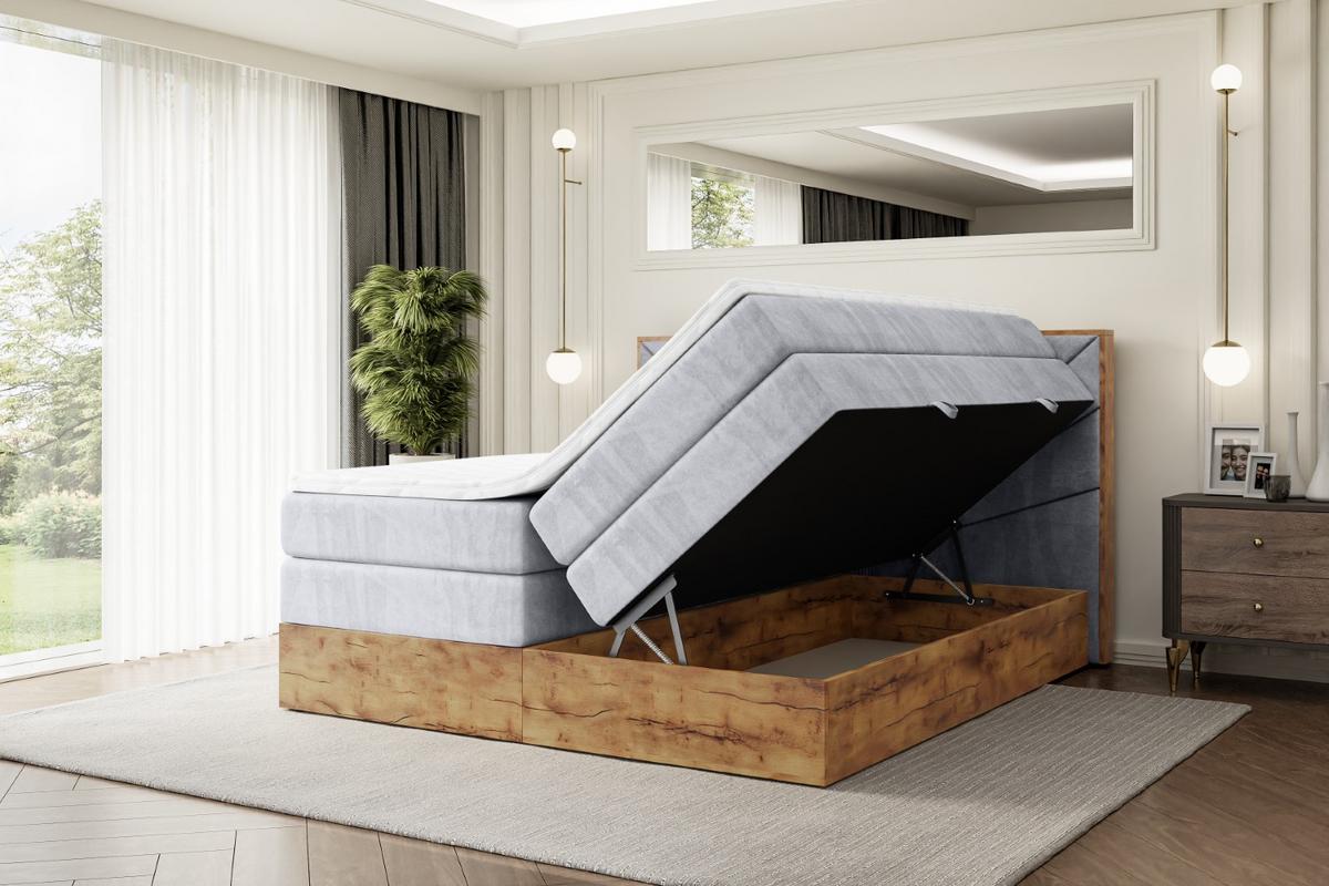 BOXSPRINGBETT mit Matratze H3|H4 und Lattenrost - LOLLI6 KING-200x200 - Grau Monolith - Grau, Holzwerkstoff (200/200cm) - ALTDECOR