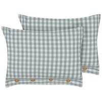 DEKOKISSEN 2er-Set Mintgrün 40/60 cm Talya - Weiß/Braun, Textil (60/40cm) - Beliani