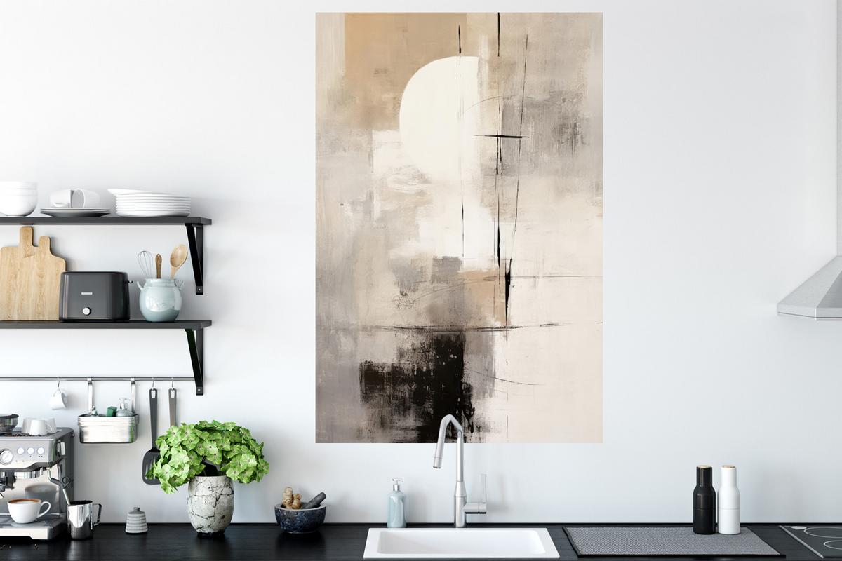 WANDTATTOO Abstrakt - Kunst - Grau Wandaufkleber 80x120 cm - Hellgrau, Kunststoff (80/120/0.1cm) - MuchoWow