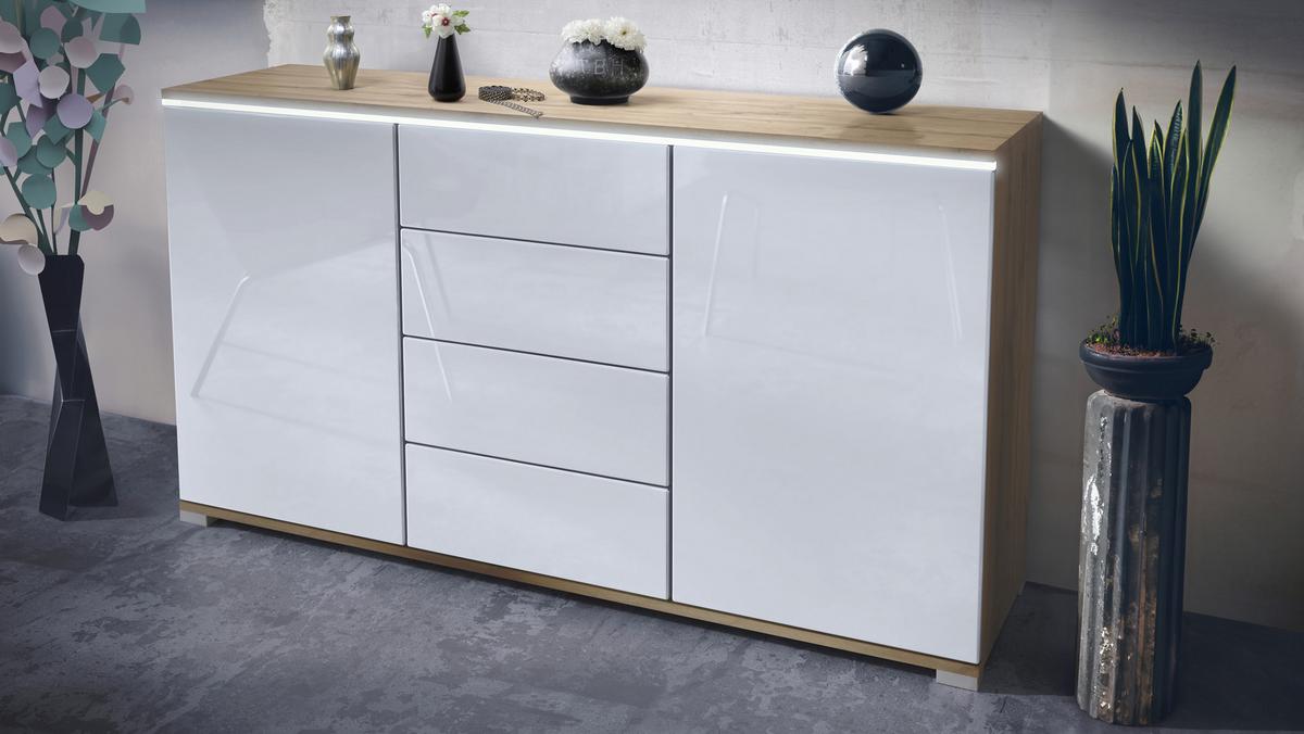 SIDEBOARD Faro Weiß Hochglanz - Weiß Hochglanz, Holzwerkstoff (138.5/75.5/35cm) - Vladon