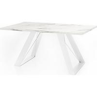 ESSTISCH Colter Weiß rechteckig ausziehbar, Marmor Weiß 160-260/90/76 cm - Ecru/Weiß, Holzwerkstoff/Metall (90/260/76cm) - WFL GROUP