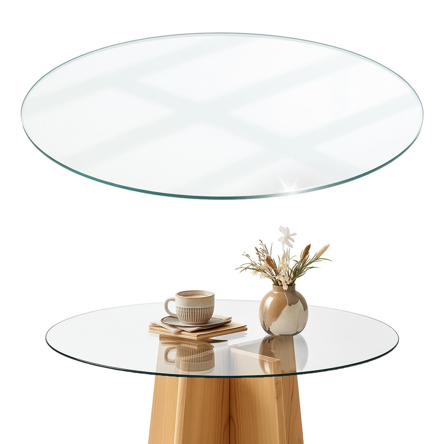TISCHPLATTE Ø90 cm - Transparent, Glas (90/90/0.4cm) - Wallfluent