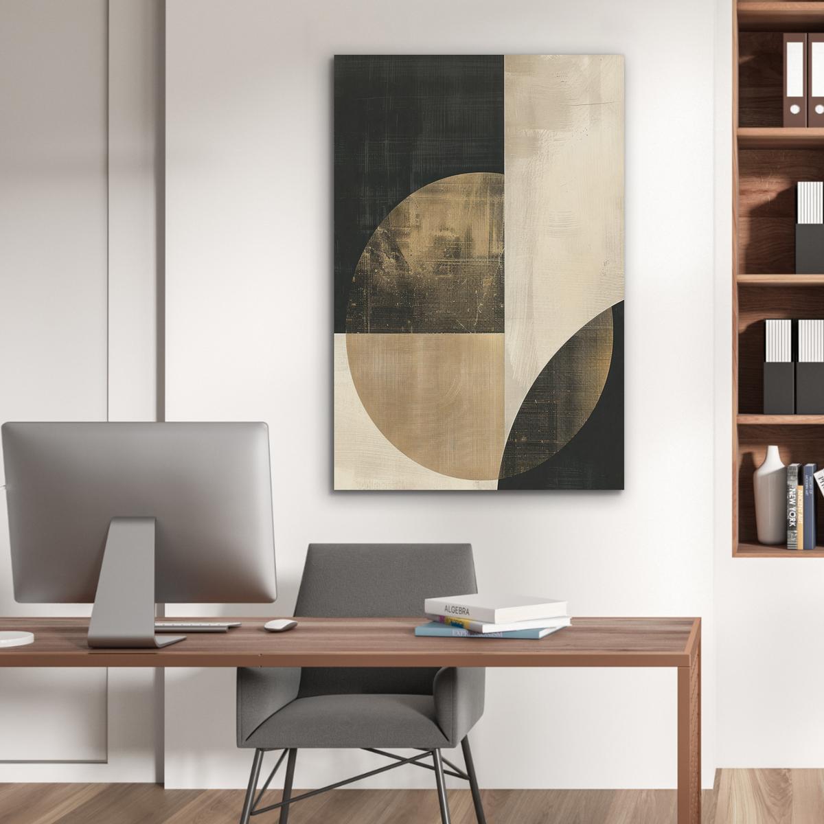 AKUSTIKBILD Abstrakt - Geometrische Formen - Schwarz - Gold Wanddeko 70x100 cm - Ecru, Kunststoff (70/100/0.9cm) - MuchoWow