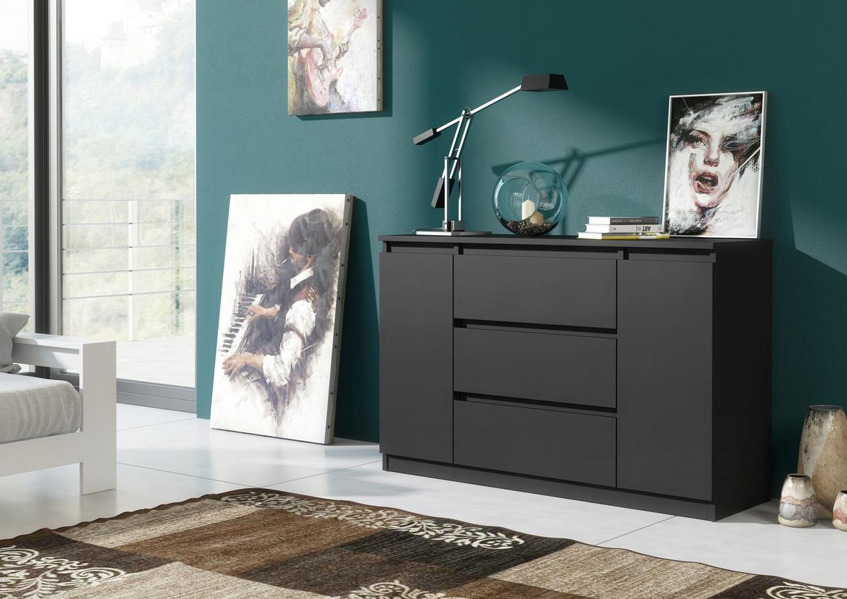 KOMMODE Schwarz 120/79/39 - Schwarz, Holzwerkstoff (120/79/39cm) - RAUMHIRSCH FURNITURE