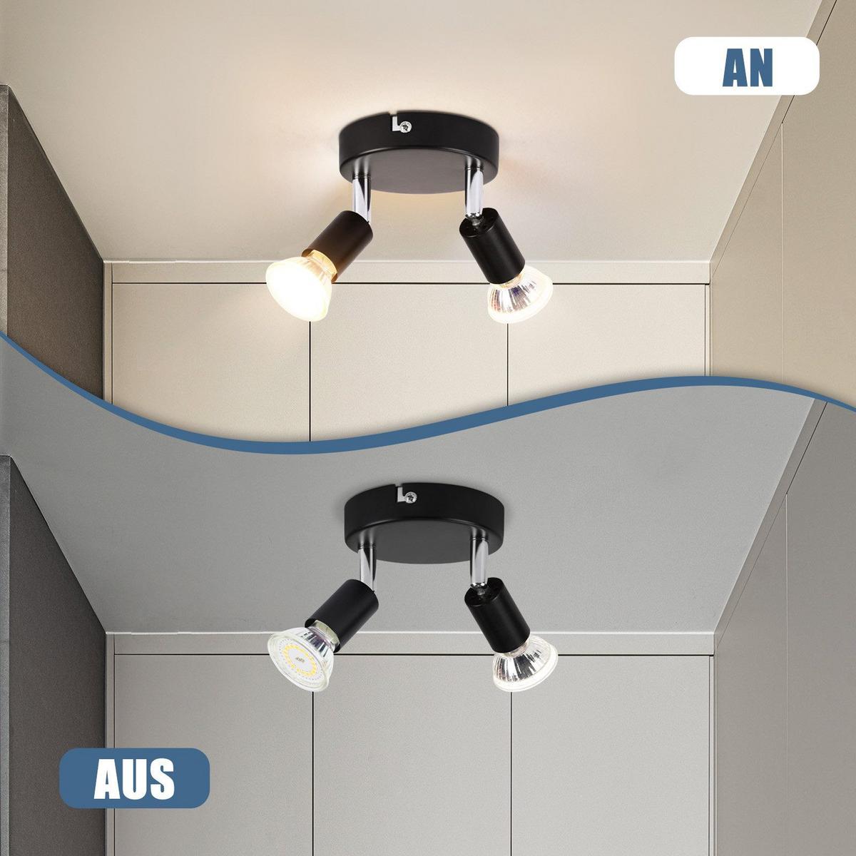 DECKENSTRAHLER Heike 2-flammig 11/11/11 cm - Schwarz, Metall (11/11/11cm) - Nettlife