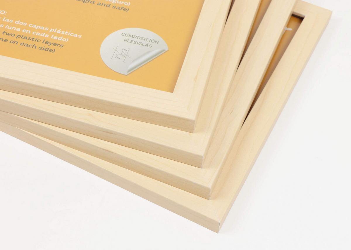 RAHMEN Set mit 12 aus MDF und Acrylglas Schutz und Aussteller für Fotografien, Bilder, Poster, Gemälde, Dekoration für Haus Farbe Hellholz A4 - Beige, Holz (21/3cm) - Nacnic
