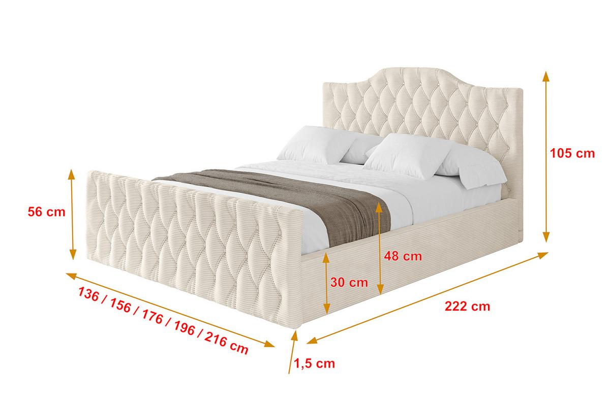 POLSTERBETT mit Bettkasten, Fußteil und Lattenrost, Boxbett mit Matratze H3/H4 - FALIO-Z 120x200 Beige - Creme, Holzwerkstoff/Textil (120/200cm) - ALTDECOR