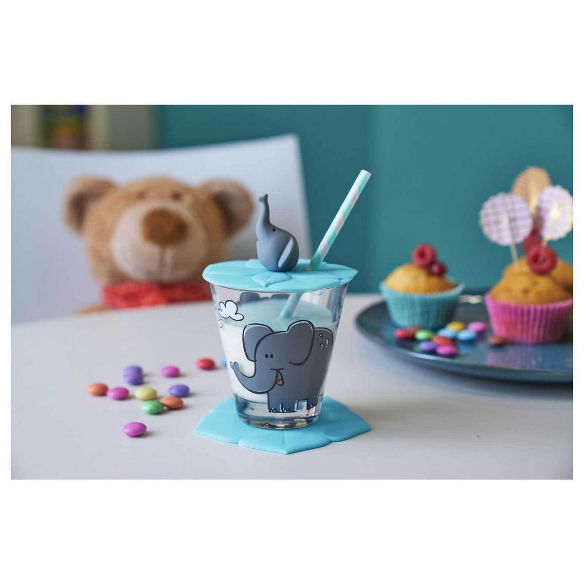 DECKEL Bambini Elefant ø 9 cm - Blau/Grau, Kunststoff (0.001L) - Leonardo Living