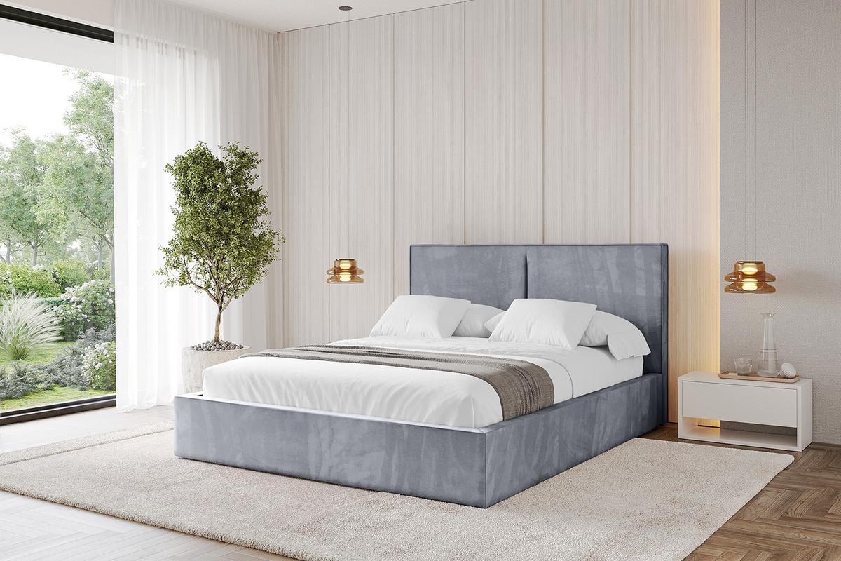 POLSTERBETT mit Bettkasten und Lattenrost, Boxbett ohne Matratze - VANTO 180x200 Grau - Grau, Holzwerkstoff/Textil (180/200cm) - ALTDECOR