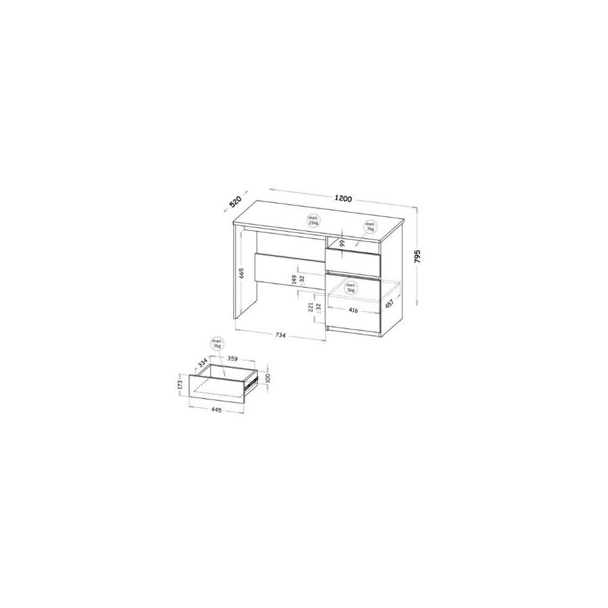 SCHREIBTISCH KRYOS 120x52x79,5 cm Bürotisch Computertisch, Eiche Wotan - Eiche Wotan, Holzwerkstoff (52/120/79.5cm) - MASSENO