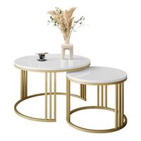 COUCHTISCH 2 in 1 LORI GOLD Hochglanz - Weiß Hochglanz/Goldfarben, Holzwerkstoff (70/70/48cm) - Lookway