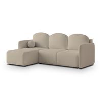 ECKSOFA SUVINO Beige Boucle-Stoff mit Schlaffunktion - Beige, Holz (230/143cm) - MASSENO