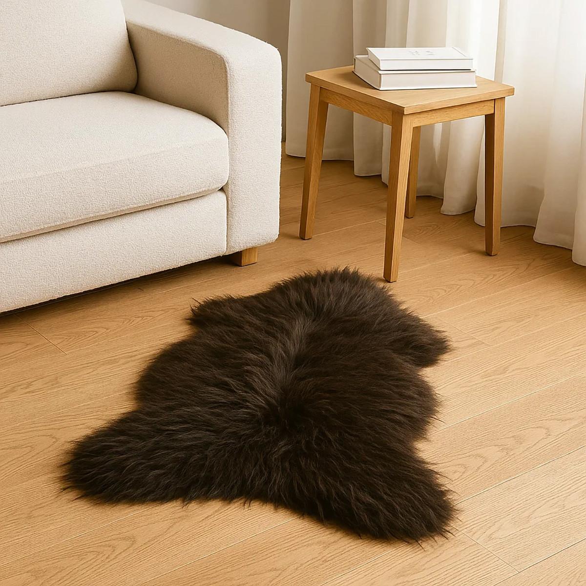 SCHAFFELL Island Langhaar – Dunkelbraun ca. 110 cm - Dunkelbraun, Fell (60/110cm)