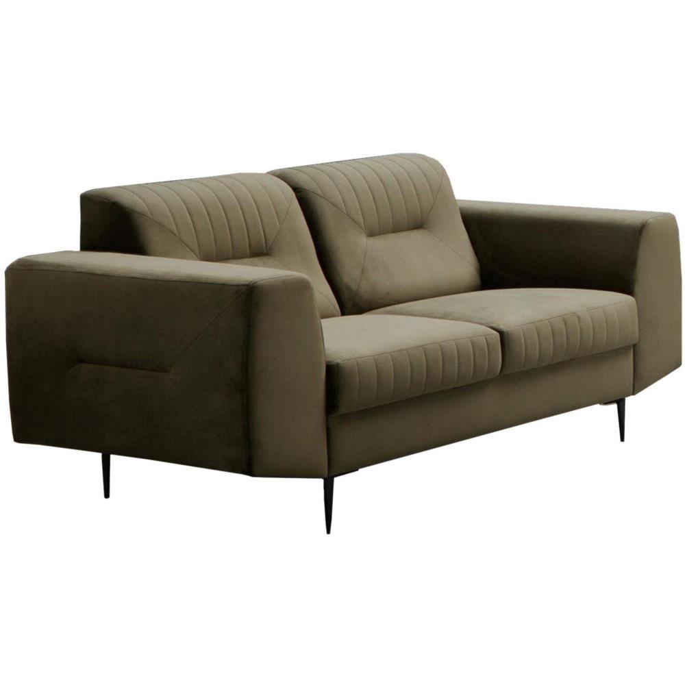 2-SITZER SOFA Venezia olivgrün mit schwarzen Beinen - Schwarz/Olivgrün, Textil (172/85/94cm) - Beautysofa