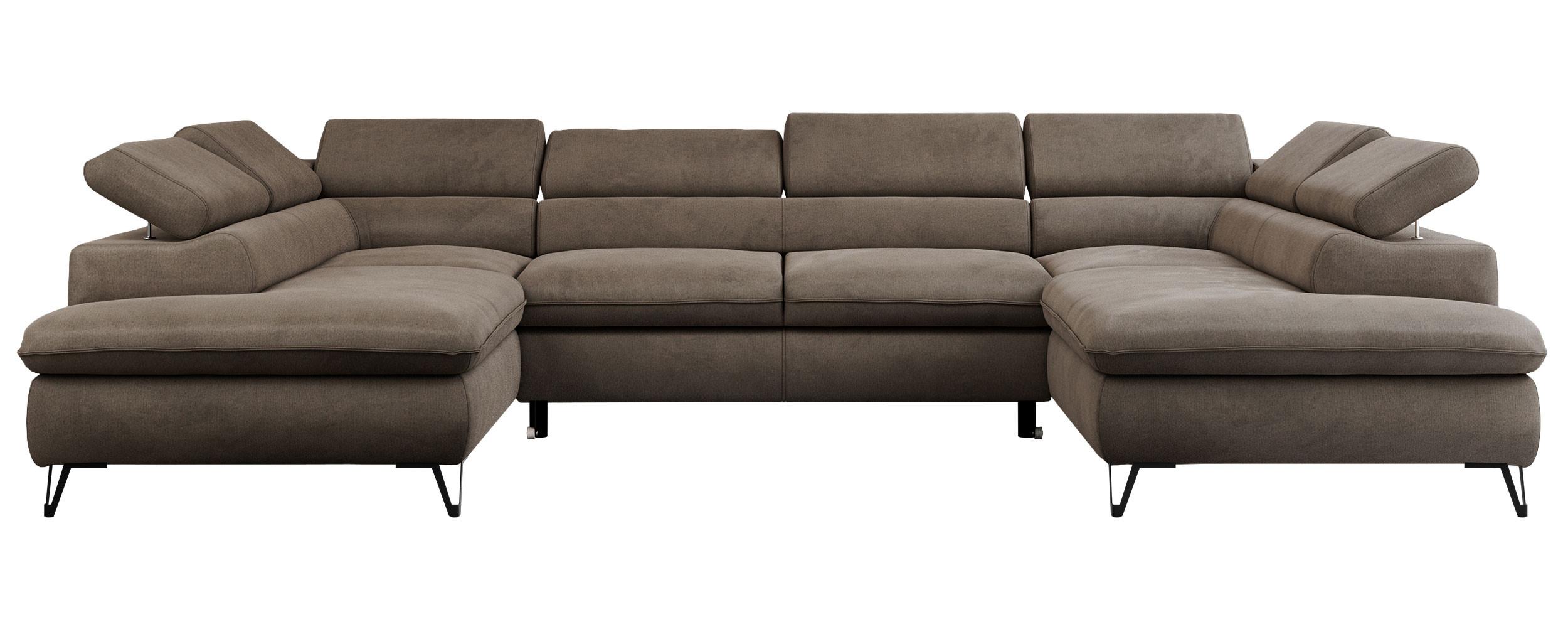 WOHNLANDSCHAFT PETER U Velvet Braun - Schwarz/Braun, Textil/Metall (346/76/208cm) - MKS
