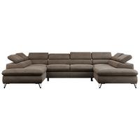 WOHNLANDSCHAFT PETER U Velvet Braun - Schwarz/Braun, Textil/Metall (346/76/208cm) - MKS