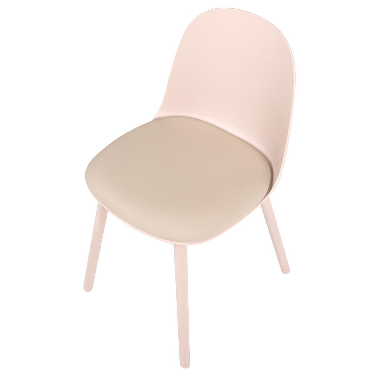 ESSZIMMERSTUHL 2er Set Kunstleder Beige Ankeny - Beige, Kunststoff (46/80/48cm) - Beliani