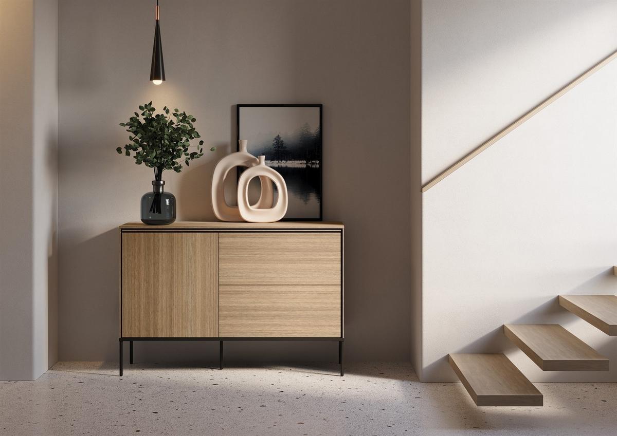 KOMMODE VISSO VI-03 Eiche linear - Eichefarben, Holzwerkstoff (127/85/41cm) - Lookway