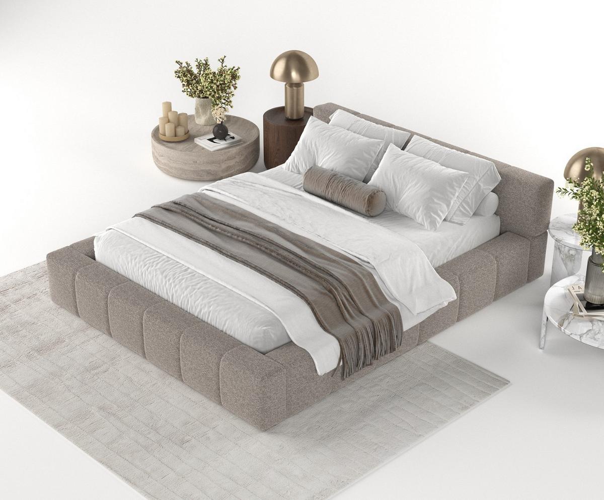 POLSTERBETT Milos mit Stauraum 160/200 cm Beige im Bubble Stoff - Beige/Schwarz, Holz/Holzwerkstoff (160/200cm) - AltaBeds