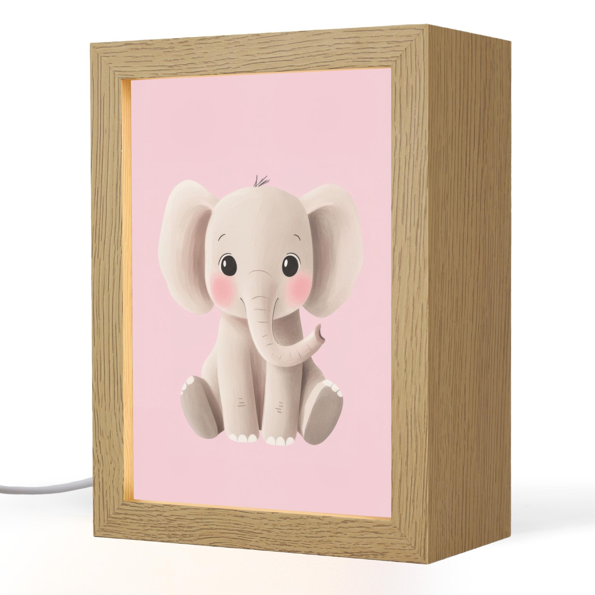 NACHTTISCHLAMPE Elefant - Baby - Rosa - Cartoon 15x20 cm - Rosa, Holzwerkstoff (8/15/20cm) - OnlyWow