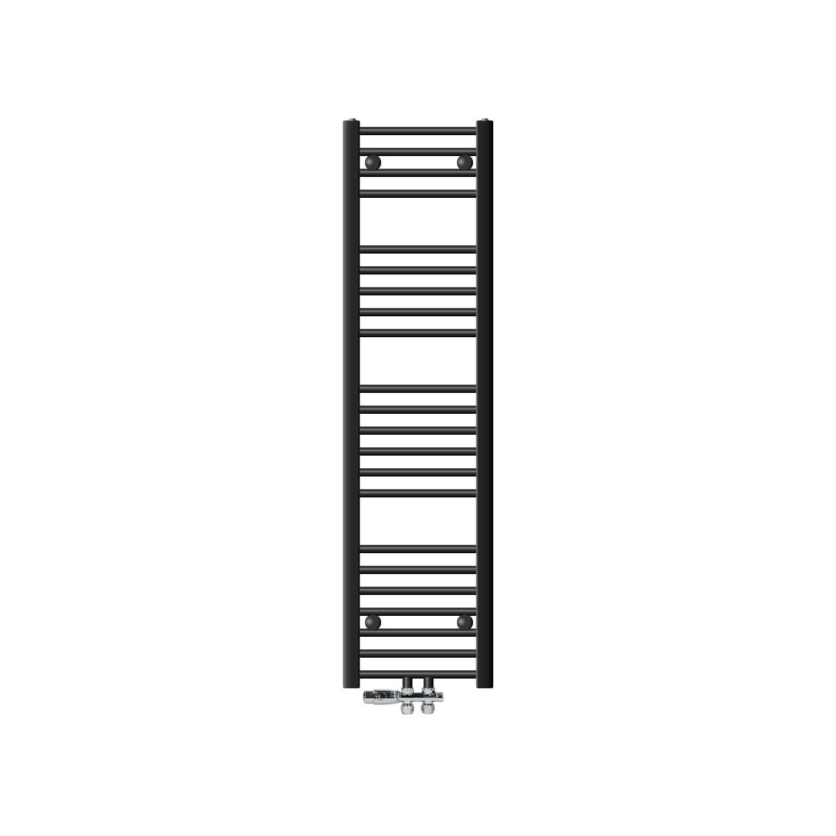 BADHEIZKÖRPER Sahara 300x1400 mm Anthrazit gerade mit Ventil Durchgang - Anthrazit, Metall (30/140/3cm) - LuxeBath
