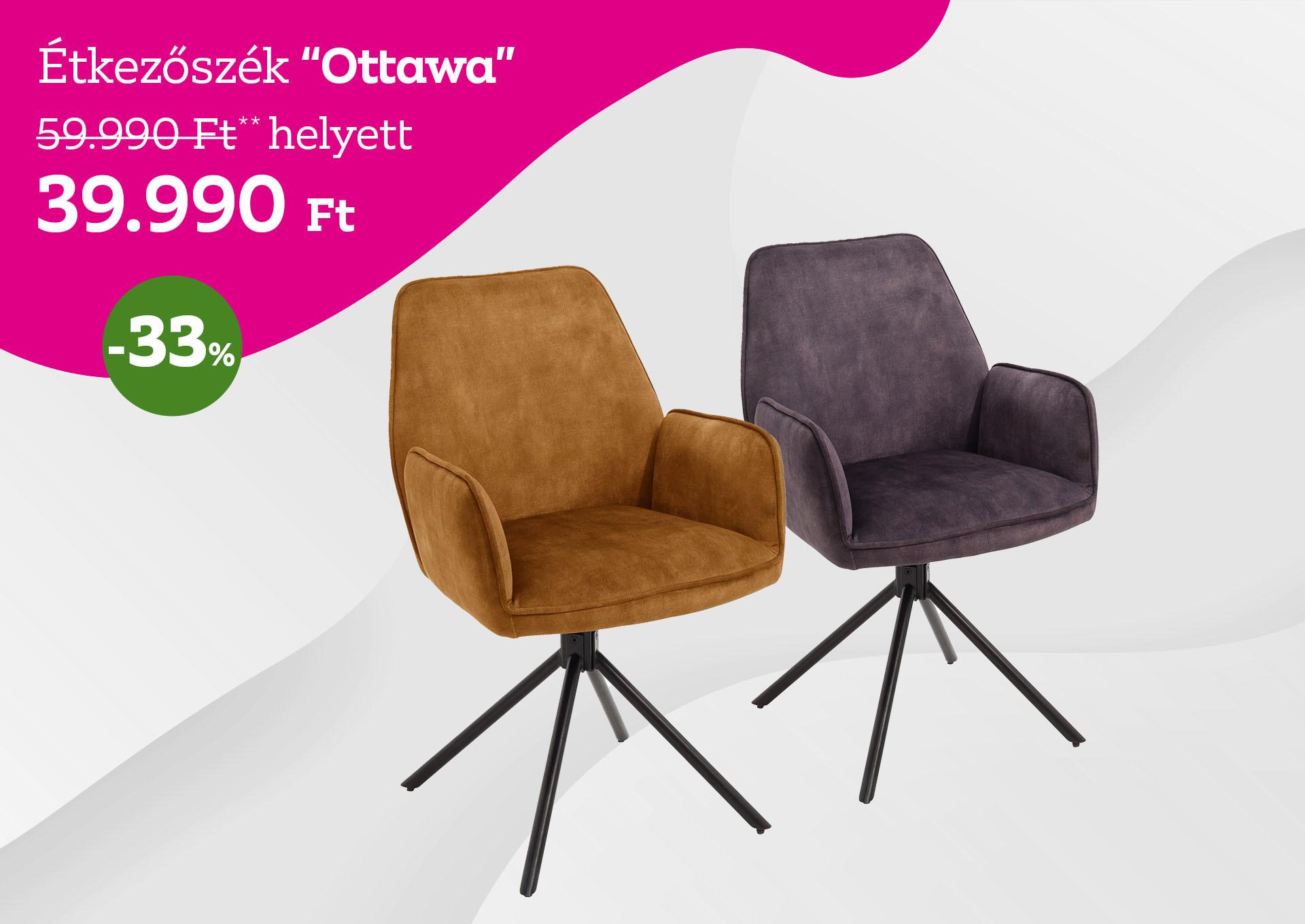 Étkezőszék Ottawa 59990 Forint helyett 39990 Forint, kedvezmény mértéke 33%