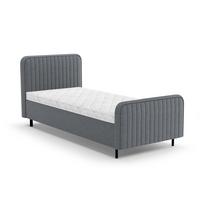 POLSTERBETT Lami 90x200, Einzelbett mit Bettkasten und Schaumstoffmatratze 10 cm, Dunkelgrau - Dunkelgrau/Schwarz, Textil/Metall (90/200cm) - Beautysofa
