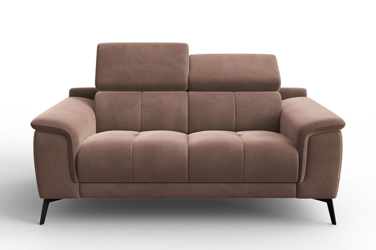 SOFA FIERO 2-Sitzer, Brauner Veloursstoff - Schwarz/Braun, Holz/Textil (170/82/103cm) - Courtois Laville