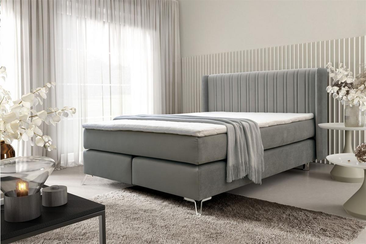 BOXSPRINGBETT Agnus - Dunkelgrau, Holzwerkstoff/Textil (200/200cm) - Fun Möbel