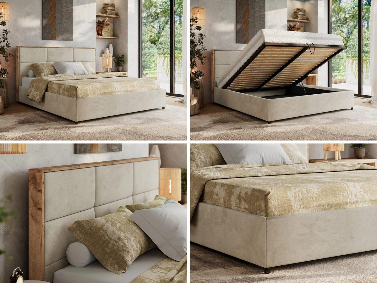 POLSTERBETT LERIO CLASSIC 200/200 - Beige Velvet - Multipocket-Matratze - Beige, Textil (200/200cm) - MKS