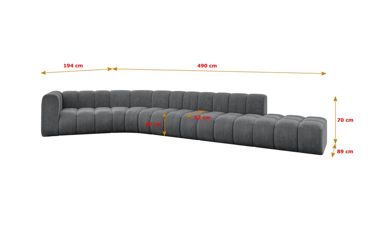 ECKSOFA modulares Sofa Tilmo-L2 - 490x194x70 cm Dunkelgrau - Dunkelgrau, Holzwerkstoff/Textil (490/194cm) - ALTDECOR