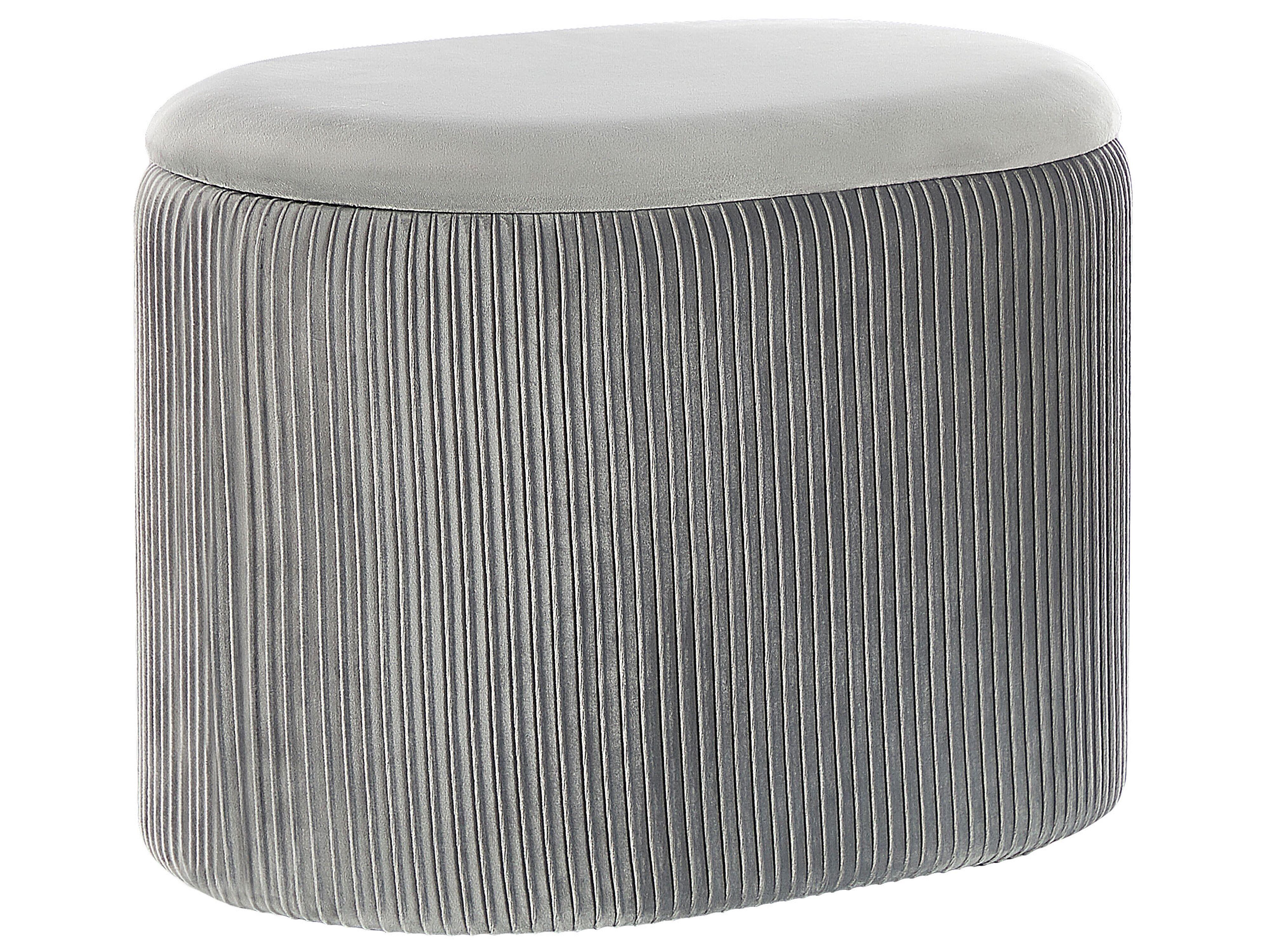 POUF Richland 35/55/41 cm - Grau, Textil (55/41/35cm) - Beliani