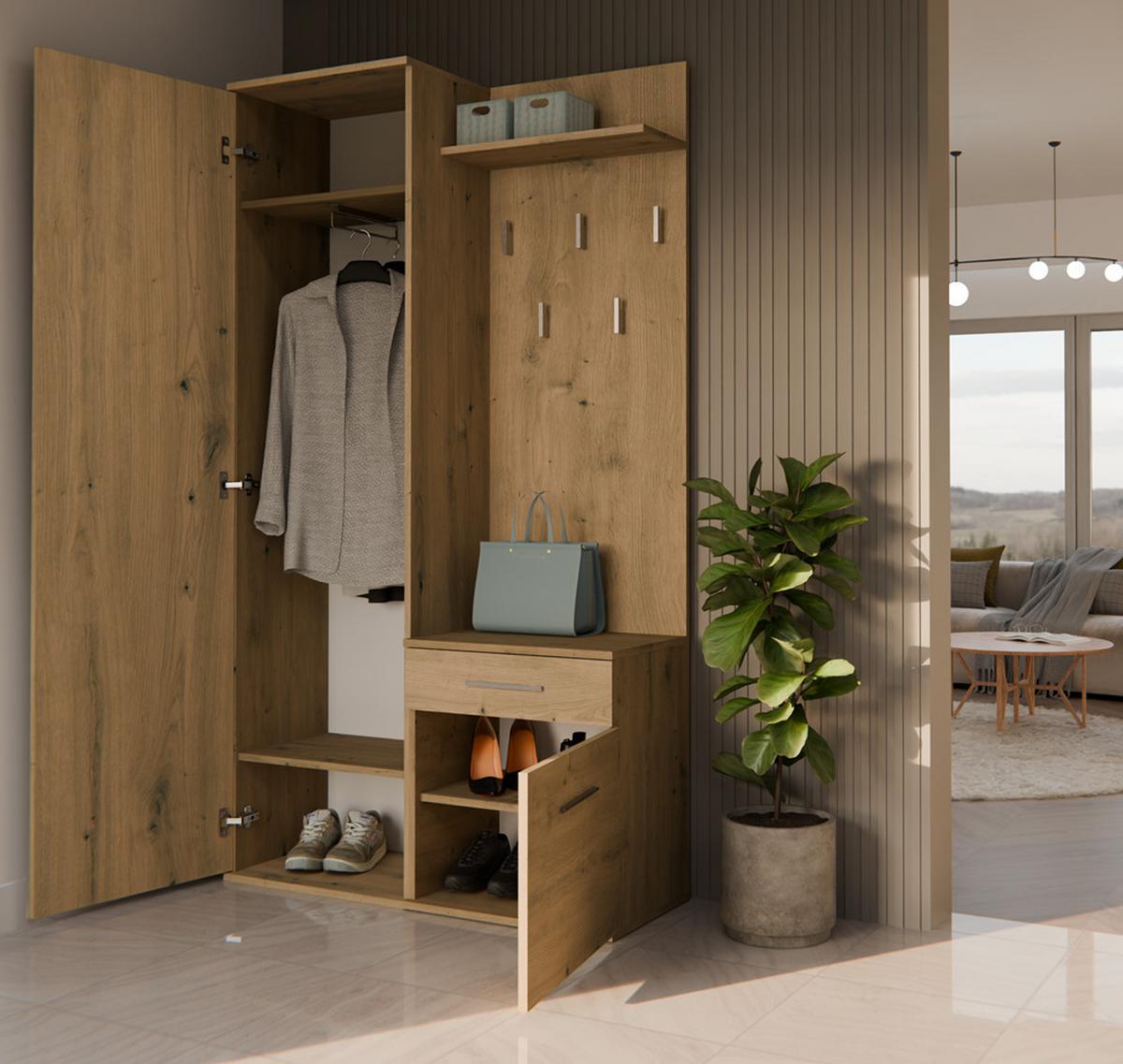 GARDEROBE modern mit Spiegel Schrank Duo Artisan 100/180/35 - Eiche Artisan, Holzwerkstoff (100/180/35cm) - RAUMHIRSCH FURNITURE