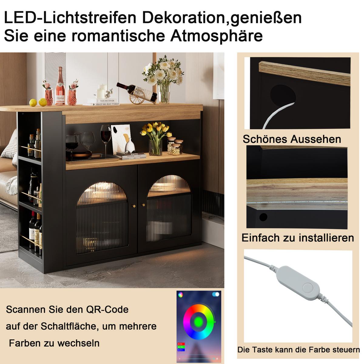 BARSCHRANK Schwarz 138/39/105cm - Braun, Holzwerkstoff/Metall (138/39/105cm) - Urban Meuble