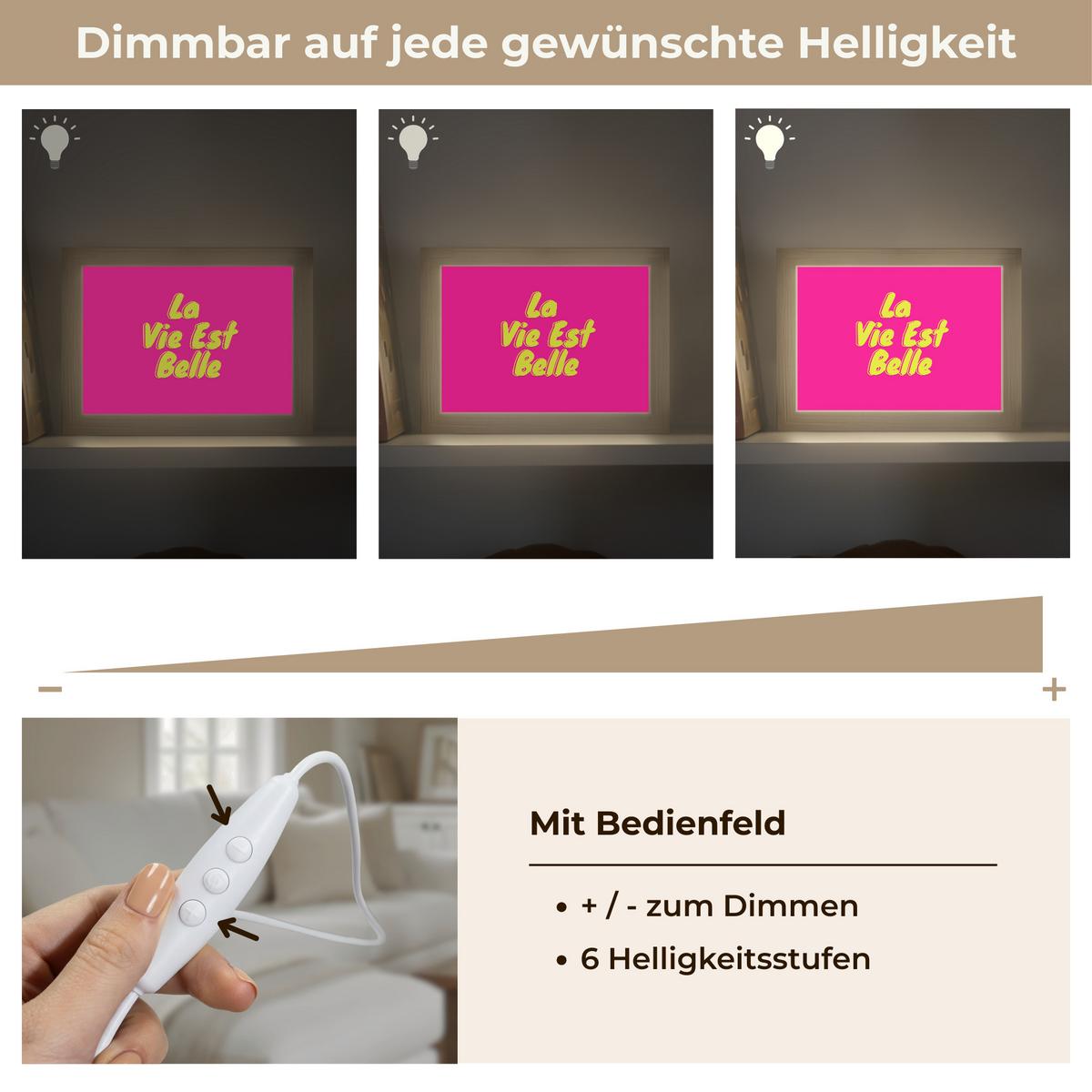 WANDLEUCHTE Zitat - Retro - Rosa 20x15 cm - Pink, Holzwerkstoff (20/15/8cm) - OnlyWow