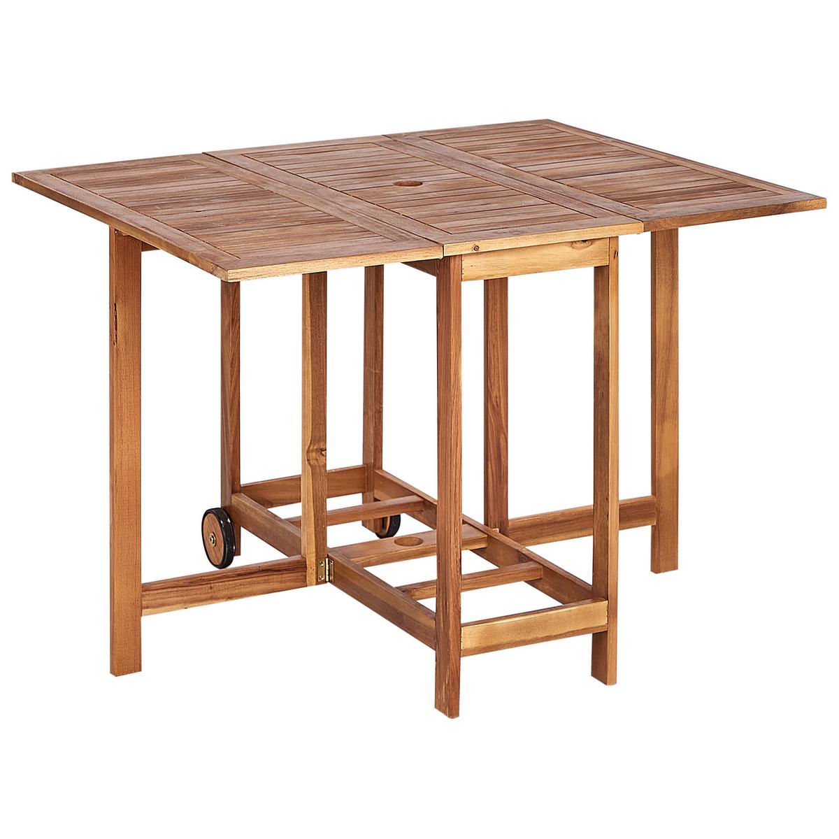 GARTENMÖBEL SET 4-Sitzer Akazienholz mit Sonnenschirm hellbraun Frassine - Hellbraun, Holz - Beliani