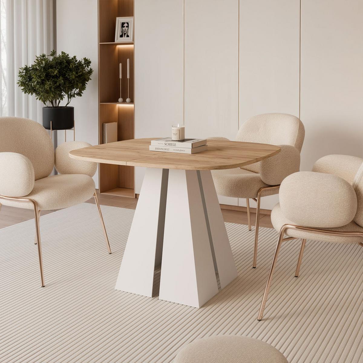 AUSZIEHTISCH ZELO 120/60/76 cm, Weiß / Kraft-Eiche - Eichefarben/Weiß, Holzwerkstoff/Metall (60/120/76cm) - Idohome