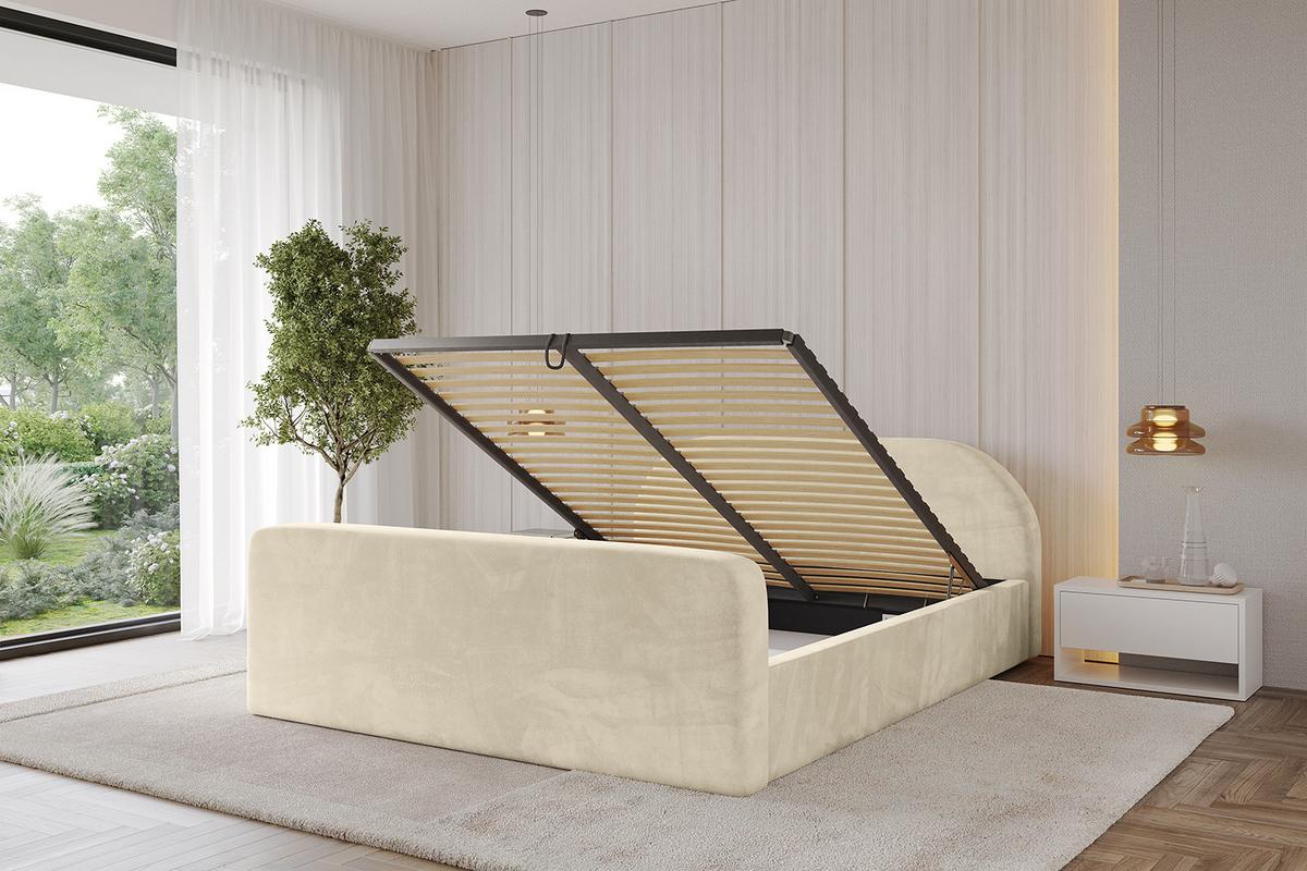 POLSTERBETT mit Bettkasten, Fußteil und Lattenrost, Boxbett mit Matratze H3/H4 - TIVON-Z-V1 180x200 Beige - Ecru, Holzwerkstoff/Textil (180/200cm) - ALTDECOR