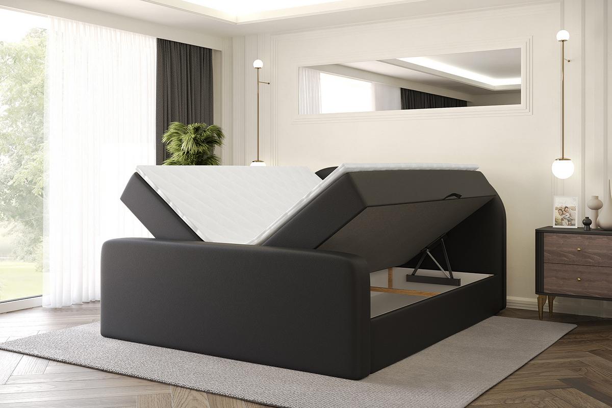BOXBETT mit Matratze und Lattenrost - NOX-Z - 180x200 - Schwarz Kunstleder - Schwarz, Holzwerkstoff (180/200cm) - ALTDECOR