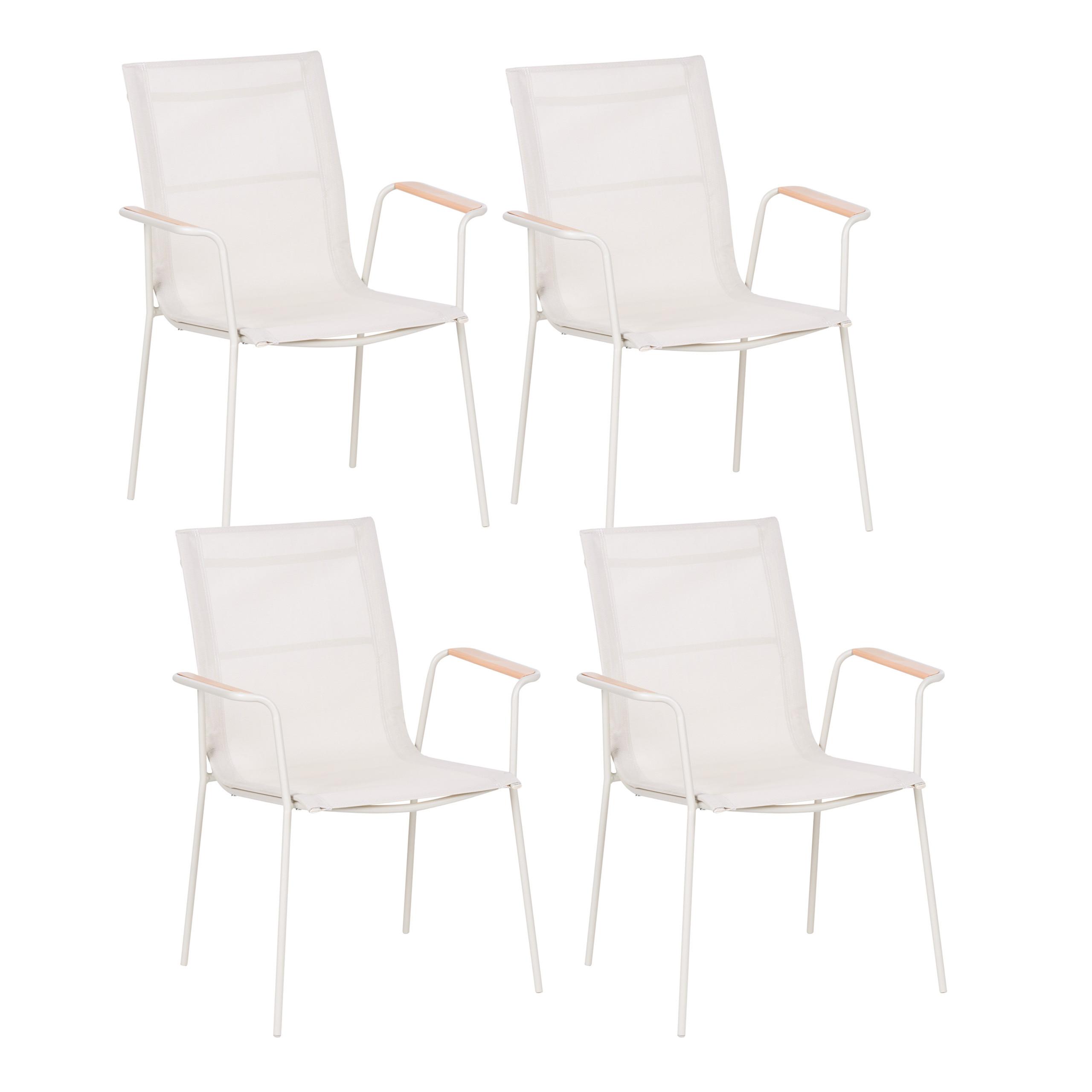 GARTENSTUHL 4er-Set Metall Hellbeige Caravino - Beige, Metall (57/89/55cm) - Beliani