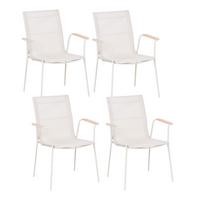 GARTENSTUHL 4er-Set Metall Hellbeige Caravino - Beige, Metall (57/89/55cm) - Beliani