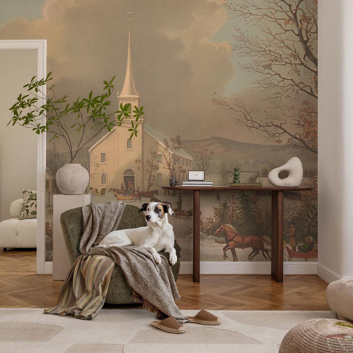FOTOTAPETE 312x219 cm - Winterlandschaft - Braun, Textil (312/219cm) - Wallfluent