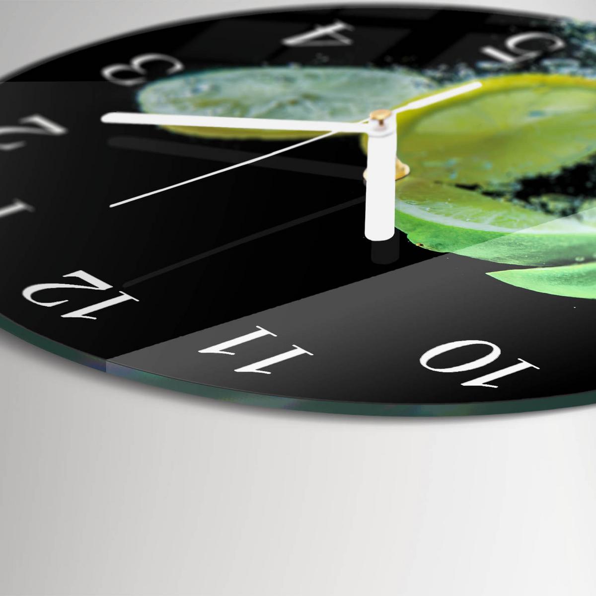 WANDUHR aus Glas Ø30 cm - Zitrone und Limette - Grün, Glas (30/30/0.4cm) - TULUP
