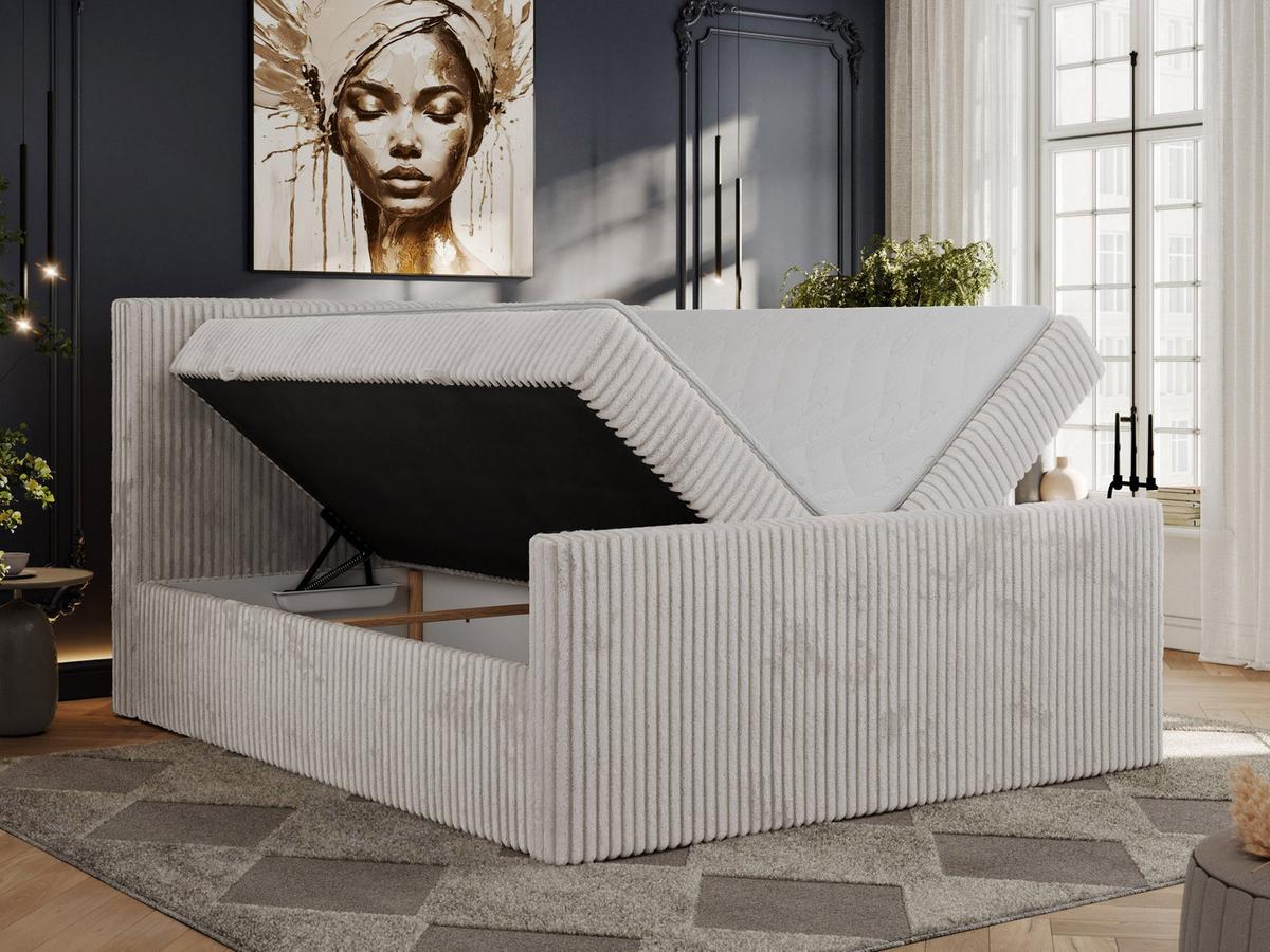 BOXSPRINGBETT TILIANO DUO 140/200 - Hellgrau Cord - H4 - Hellgrau, Textil (140/200cm) - MKS
